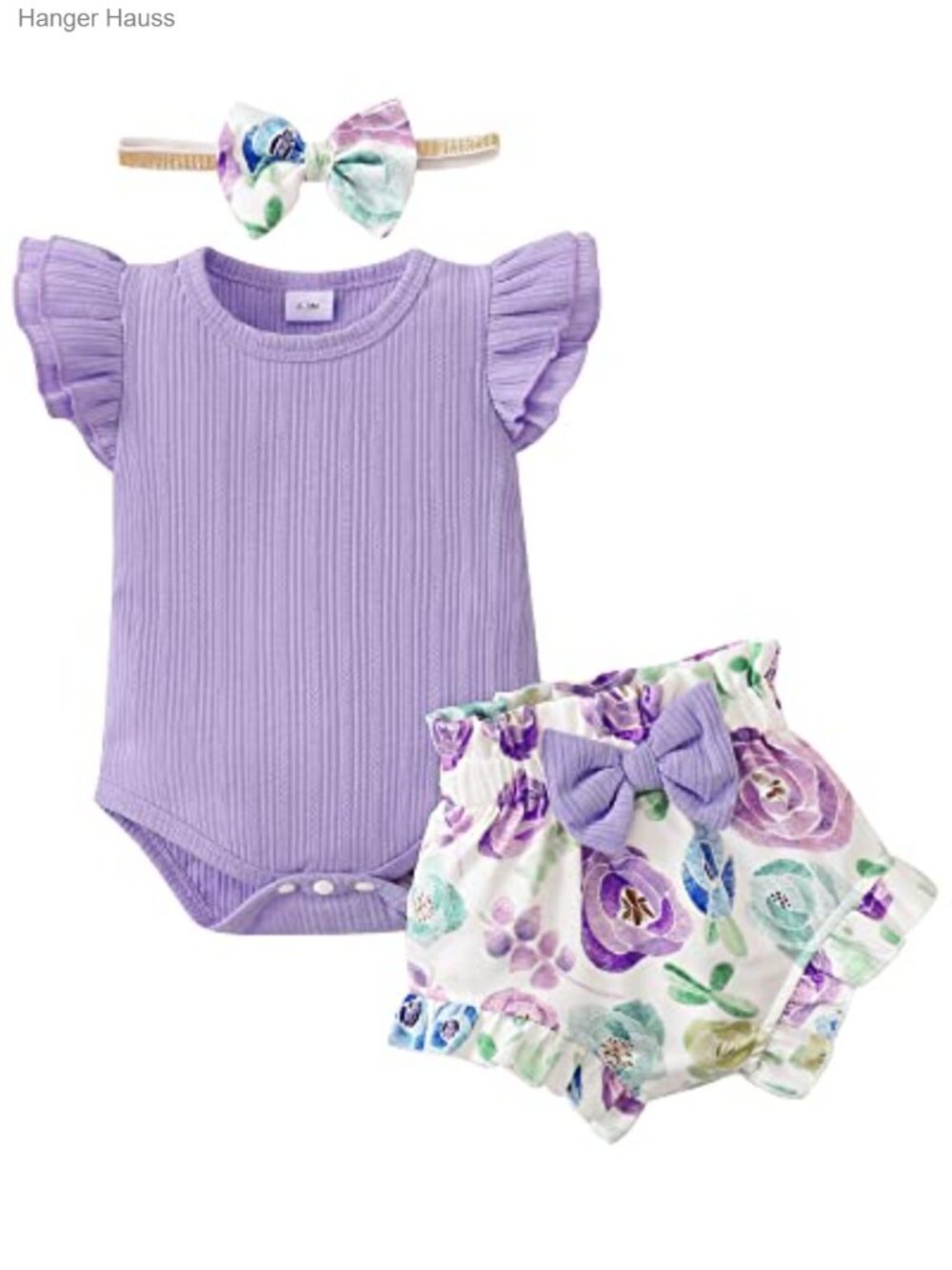 Newborn Baby Girl Romper Floral Shorts Set 3Pc Summer Outfit 0-18 Months